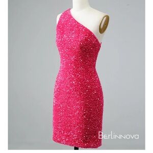 Berlinnova Pink Sequin one Shoulder Dress